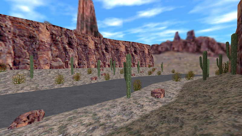 Cactuses, rocks and shrubs in-game