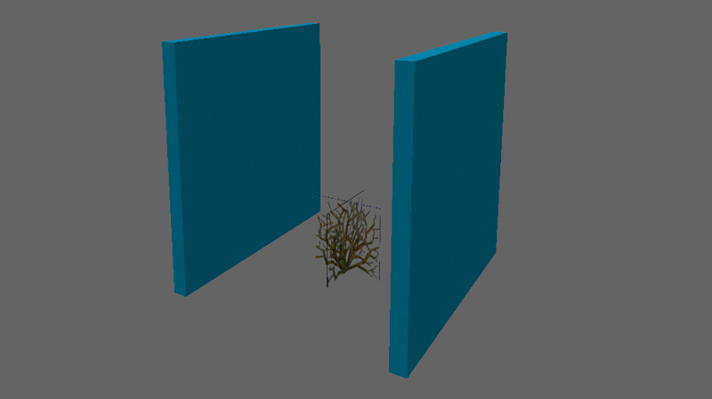 A macro_template consisting of two blue brushes, with a shrub inside